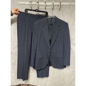 Palm Beach Suit Men 42L Navy Blue Striped 2 B Career Office Pants 36X30.5 Luxury